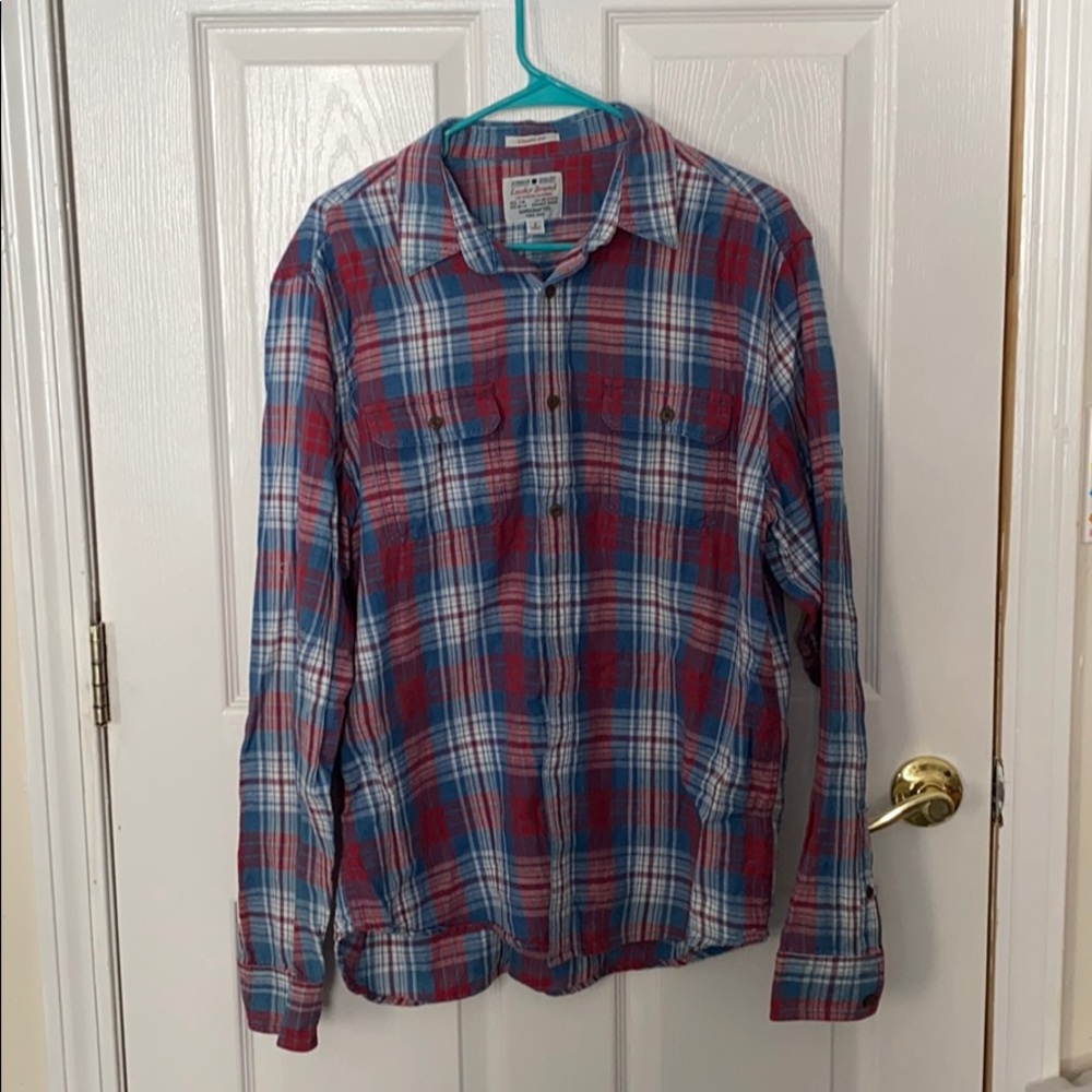 red and blue plaid shirt